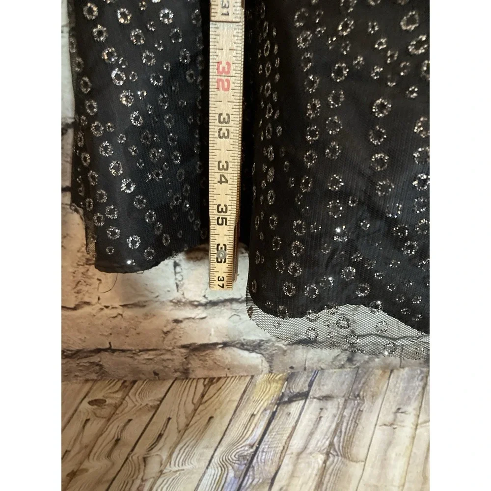Vintage Y2K BCX Dress 9 Black‎ Glitter Embellished Fit Flare Cocktail Party Mesh